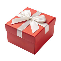 3d render red gift box isolated on transparent background cutout