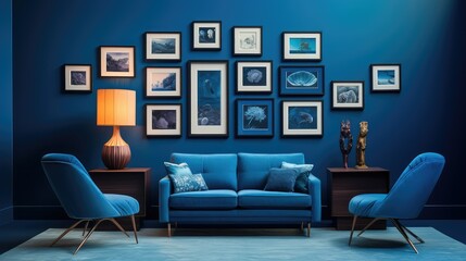 shades blue studio wall