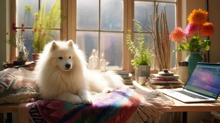 decor home office with dog