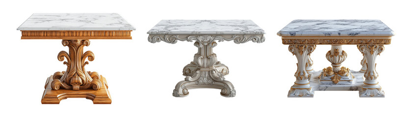 Fototapeta premium Elegant Decorative Tables on Transparent Background
