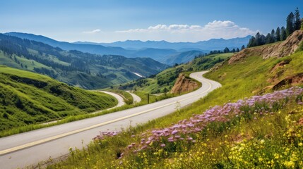 snaking mountain road background