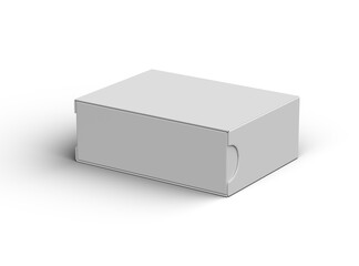 Rendered image of a wide rectangular sliding drawer box on a transparent background