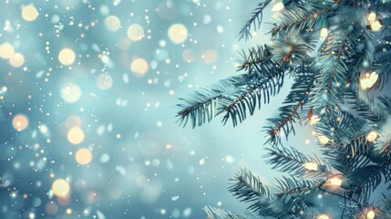 Frosted Pine Branch with Sparkling Lights