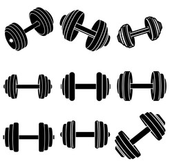 Dumbbell icon. Set of different dumbbell. dumbbell icon silhouette vector illustration
