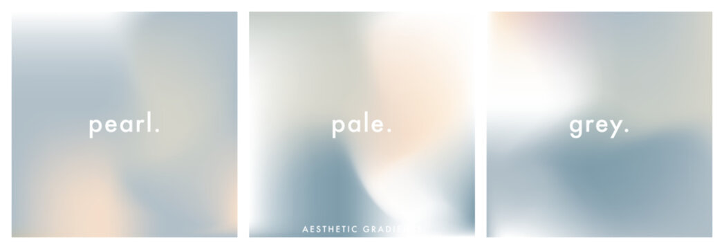Light grey and beige gradient background. Abstract cloudy sky texture. Relax. Silk. Soft. Wave gradation pattern. Aesthetic bg. Set of 3 square vector gradient background for poster, ig, social post