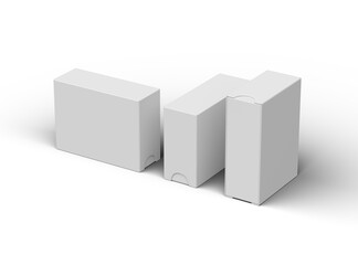 Rendered image of a wide rectangular sliding drawer box on a transparent background
