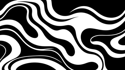 Free-flowing abstract patterns in bold black and white, with high-contrast curving lines 