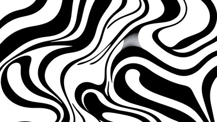 Free-flowing abstract patterns in bold black and white, with high-contrast curving lines 