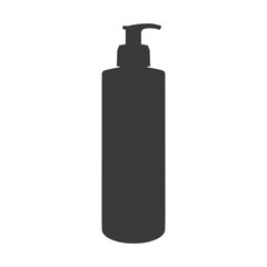 Cosmetic bottle silhouette isolated vector illustration. Body or skincare moisturizer lotion