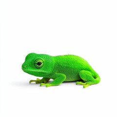 Fototapeta premium Green Baby Chameleon on a White Background