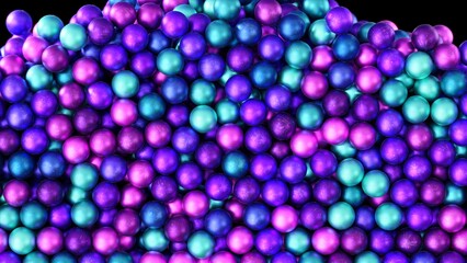 A vibrant and striking arrangement of colorful, eyecatching spheres in rich purple and teal hues, ideal for use in backgrounds, abstract art pieces, and various creative design projects