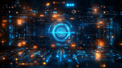 Futuristic LED Circuit Board with Vibrant Neon Colors