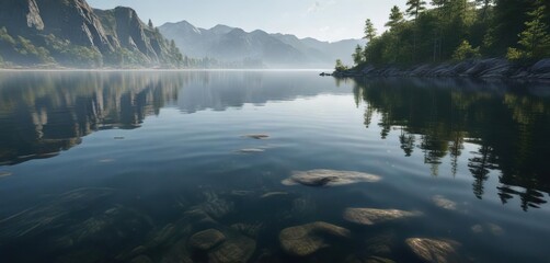 Calm Water Ripples On The Surface Of A Serene Lake, peaceful scene, lake scenery, calmness