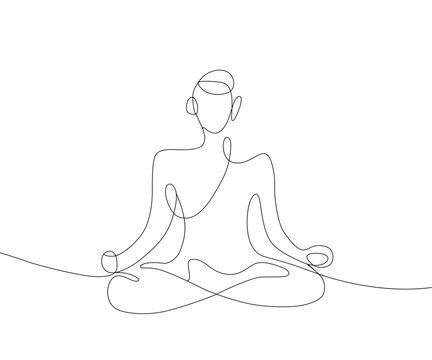 recommend clip art: Single line art of lotus pose yoga vector art illustration
