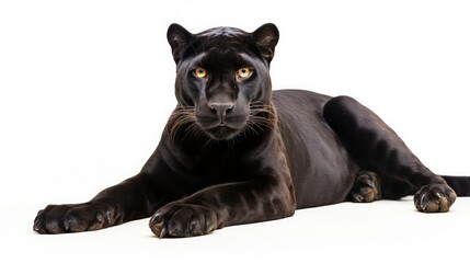 Fototapeta premium lounging panther isolated on white