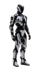 Fototapeta premium Futuristic humanoid robot with cybernetic design, full body 3D rendering of a sci fi android, advanced artificial intelligence concept in a sleek mechanical figure