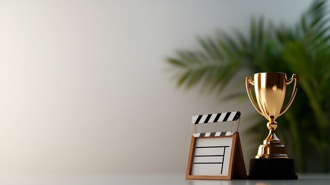 Golden Trophy and Clapperboard: Celebrating Cinematic Achievement