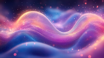 Obraz premium A vibrant, abstract wave of colors and sparkles creating a dreamy atmosphere.