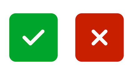 Obraz premium green tick mark and red cross mark icon set