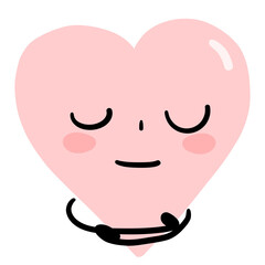 pink heart character action calming on transparency background