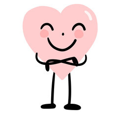 pink heart character action confidence heart on transparency background