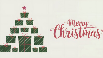 merry christmas greeting card with christmas tree