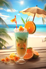 Obraz premium refreshing summer cocktail for the beach Generative AI