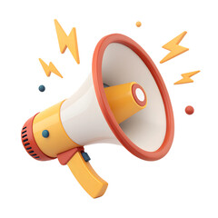 3D Render megaphone icon cartoon style transparent background

