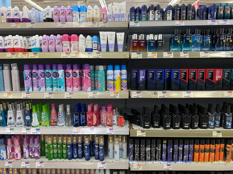 Various perfume brands at Indonesia, displayed on supermarket shelf, in November 11th 2023 on Semarang, Indonesia
