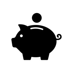 Piggy bank icon. Piggy bank saving money symbol isolated on transparent background, Piggy bank PNG