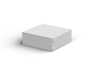 Render of a square sliding drawer box on a transparent background