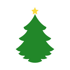 green christmas tree vector illustration christmas icon tree golden star on top