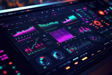 Obraz premium A digital dashboard displaying various data visualizations and metrics.