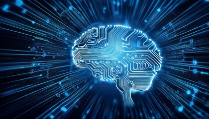 Intricate Circuit Board With Illuminated Brain Symbol Representing Artificial Intelligence Technology Development in a Modern Setting