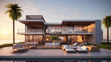 Obraz premium terrace modern beach house