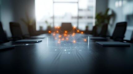 A photorealistic scene of logistics professionals presenting transport statistics in a modern boardroom with holographic displays, Realism, Bright tones, Professional setting