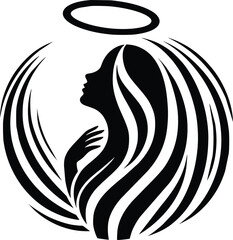 Admiration Halos Black and White Illustration