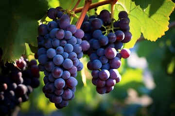 Naklejka premium Grapes hanging on a tree. Grapes in the garden