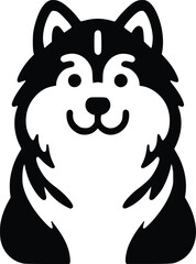 Black and White Illustration of Alaskan Malamute