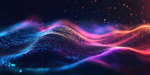 An abstract wave of multicolored light points creating a sense of depth and motion.