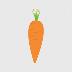 Cartoon single carrot. Vector illustration.