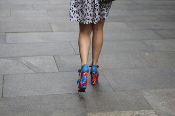 Beautiful shoes with a high platform and beautiful legs