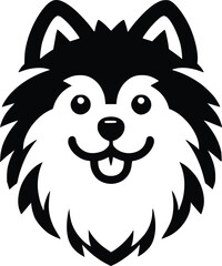 Black and White Illustration of an American Eskimo Dog