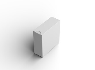 Rendered image of a square sliding drawer box on a light background