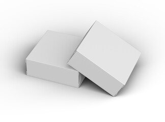 Rendered image of a square sliding drawer box on a light background