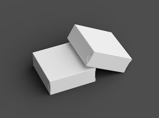 Rendered image of a square sliding drawer box on a dark background