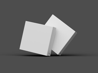 Rendered image of a square sliding drawer box on a dark background