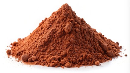 Pile cocoa powder isolated on white background, side view
