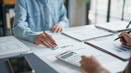 Serious team meeting business Diversity people  in modern boardroom meeting room professional working office