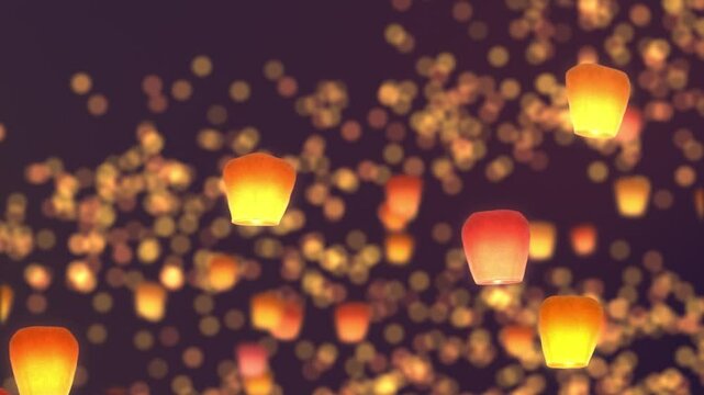 Sky Lantern Festival Animation, Looping Background